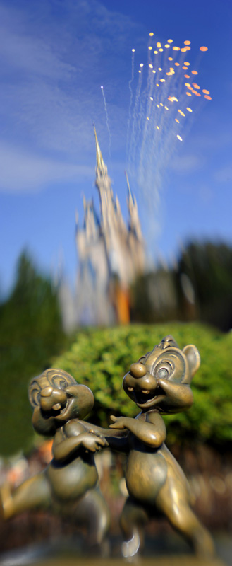 Castle with fireworks,