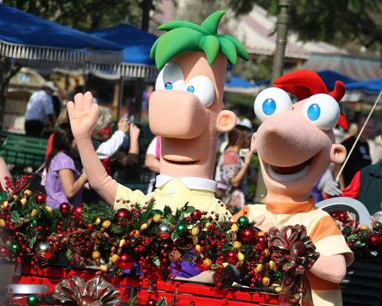 Phineas and Ferb in the Disney Parks Christmas Parade