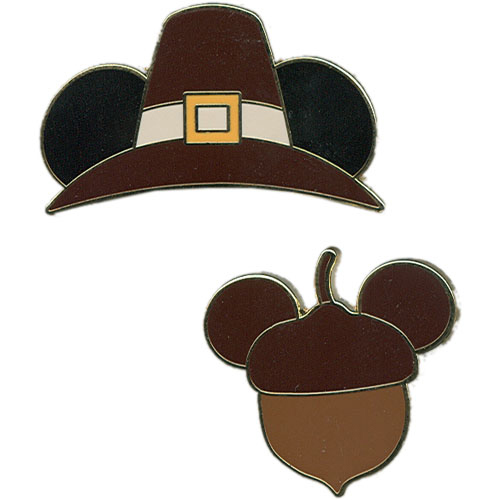 Two-on-a-Card Acorn & Pilgrim Hat Pin Two-on-a-Card Acorn & Pilgrim Hat Pin