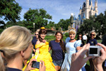 Miss Oregon 2010 Stephenie Steers (center), of Klamath Falls, Ore., poses for a photo with Belle (left) and Cinderella (right) at the Magic Kingdom.