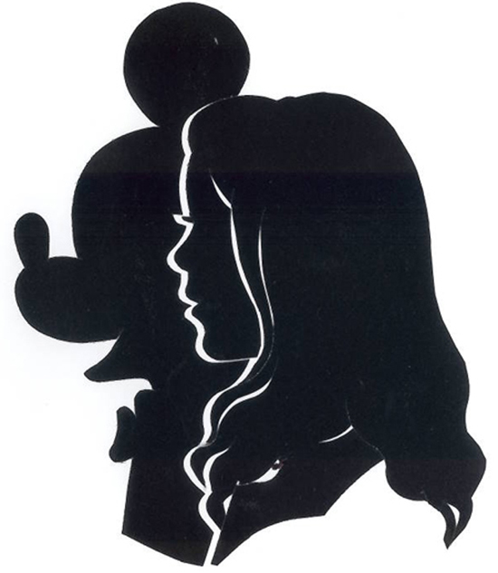 Mickey and girl silhouettes Mickey and girl silhouettes