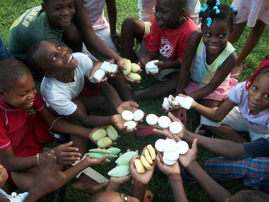 Haitian Children With Donated Disney Soaps Haitian Children With Donated Disney Soaps