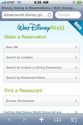 'Near Me' Search Added to Mobile Dining Reservation Site at Walt Disney World