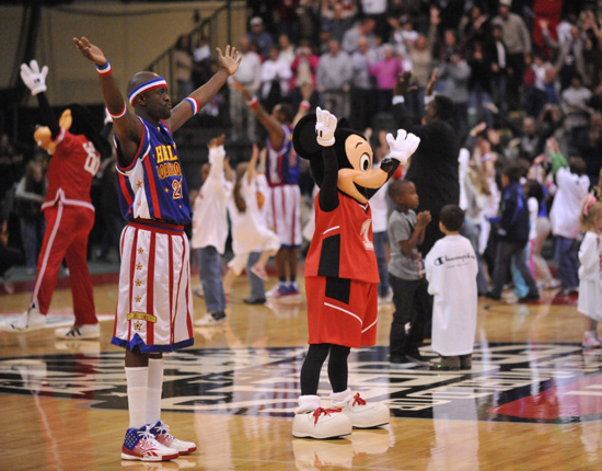 The Harlem Globetrotters and Mickey Mouse