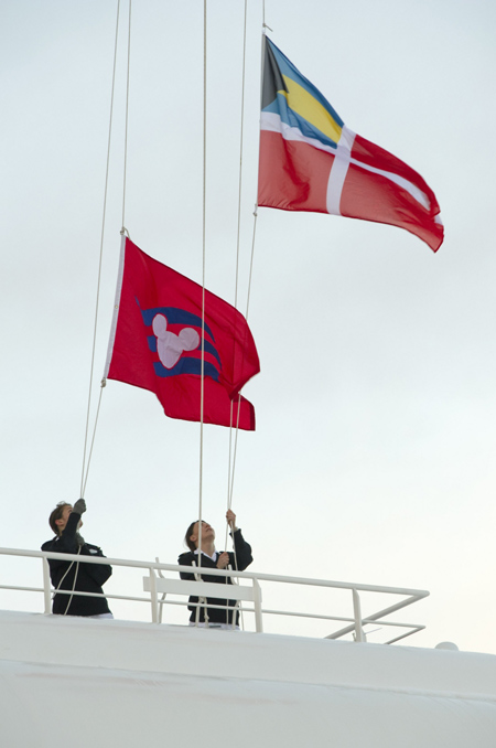 Raising of the Disney Cruise Line Flag