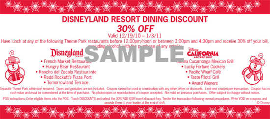 Disneyland Resort Dining Discount