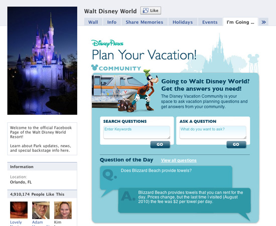 'I'm Going To' on Walt Disney World Facebook