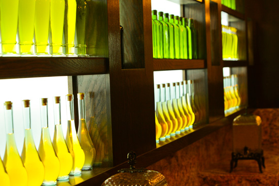 Olive Oil Display in the Main Dining Room of Kouzzina by Cat Cora