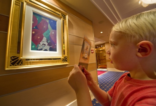 Guests can play a detective adventure game using pieces of Enchanted Art around the Disney Dream Guests can play a detective adventure game using pieces of Enchanted Art around the Disney Dream