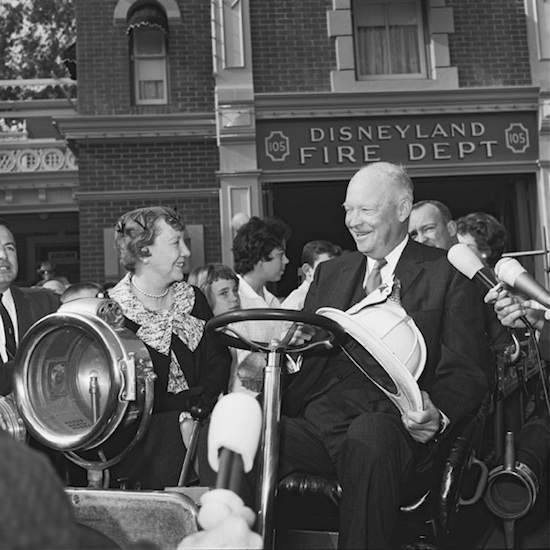 Former President and Mrs. Dwight D. Eisenhower at Disneyland Park in 1961 Former President and Mrs. Dwight D. Eisenhower at Disneyland Park in 1961