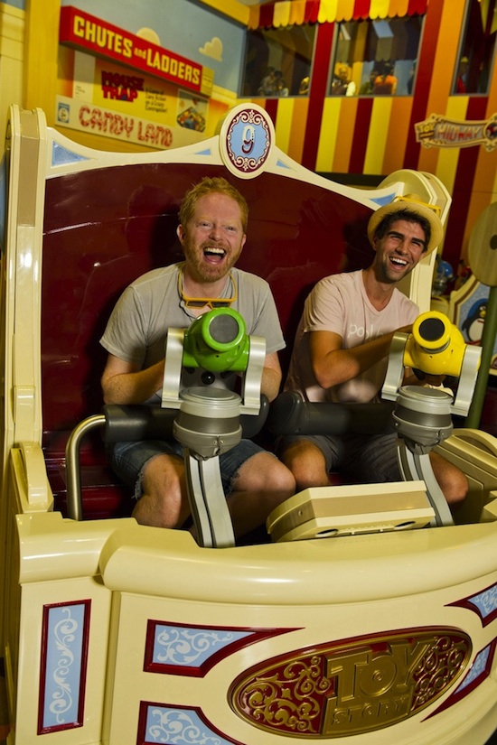 Actor Jesse Tyler Ferguson with Justin Mikita on our “Toy Story Mania!” Attraction Actor Jesse Tyler Ferguson with Justin Mikita on our “Toy Story Mania!” Attraction