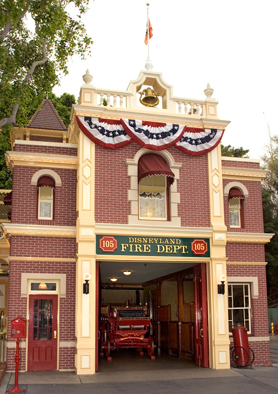 The Disneyland Fire House on Main Street, U.S.A., at Disneyland Park