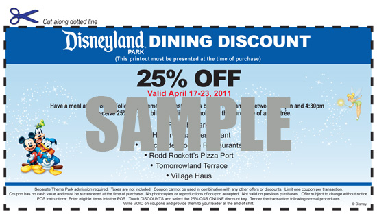 Disneyland Resort Dining Voucher