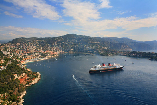 The Disney Magic basks in the bay of Villefranche, France.