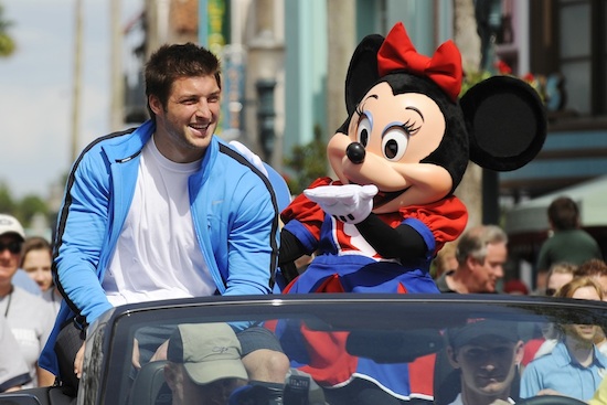 Tim Tebow and Minnie Mouse at ESPN The Weekend Tim Tebow and Minnie Mouse at ESPN The Weekend