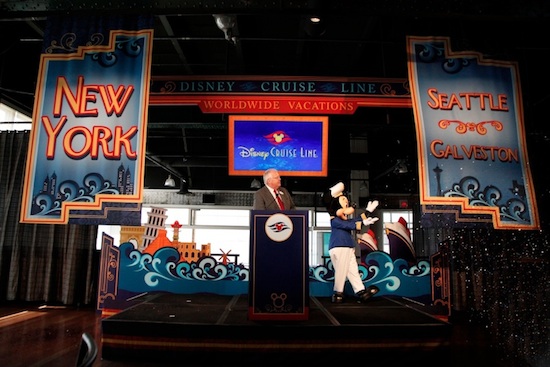 Captain Mickey Mouse visits New York to help announce new Disney Cruise Line itineraries for 2012.