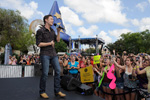 (MAY 30, 2011): Newly crowned 'American Idol' Scotty McCreery performs his new single 'I Love You This Big' May 30, 2011, in front of 'The American Idol Experience' attraction at Disney's Hollywood Studios in Lake Buena Vista, Fla. McCreery was honored in a parade at the Disney theme park. On Wednesday, the 17-year-old singer was crowned the new 'American Idol' on the season finale which was viewed by an estimated 29.3 million people. (Gene Duncan, photographer)