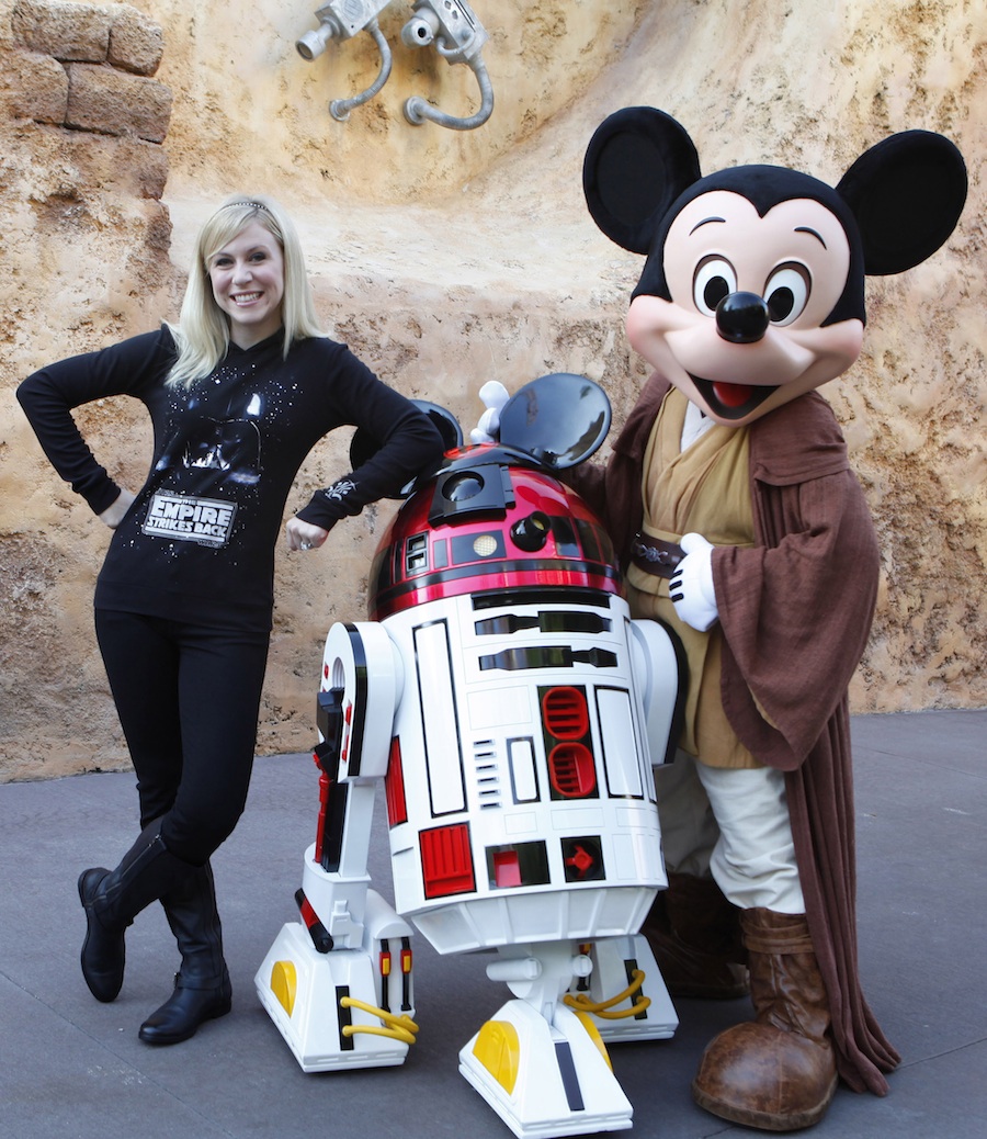 Ashley Eckstein, R2-MK and Jedi Mickey Mouse Ashley Eckstein, R2-MK and Jedi Mickey Mouse