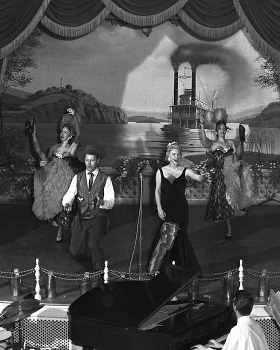 Betty Taylor and Wally Boag perform in the Golden Horseshoe Revue, 1957