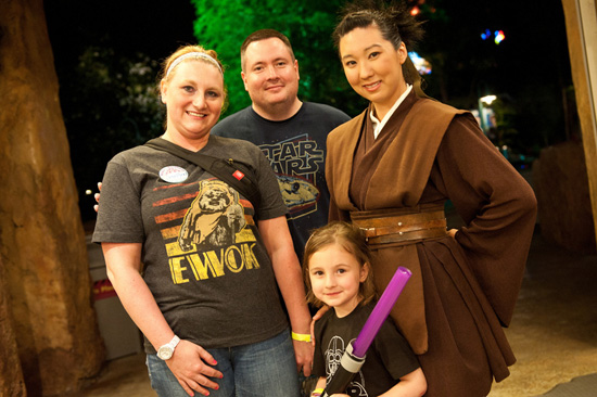 Kevin and Jennifer Thomas from Illinois with Daughter Zoey at the Star Tours Meet-Up Kevin and Jennifer Thomas from Illinois with Daughter Zoey at the Star Tours Meet-Up