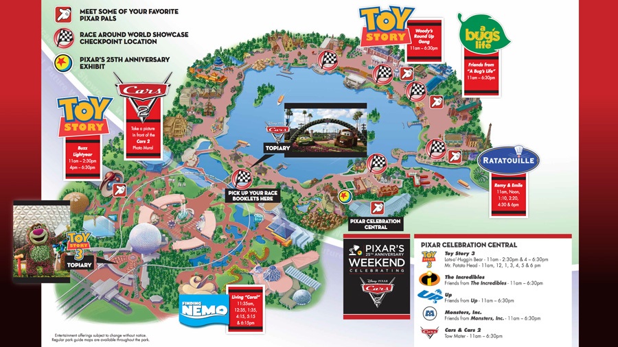 Guidemap for Pixar’s 25th Anniversary Weekend at Epcot Guidemap for Pixar’s 25th Anniversary Weekend at Epcot