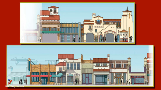 Rendering of the West Side of Buena Vista Street at Disney California Adventure Park