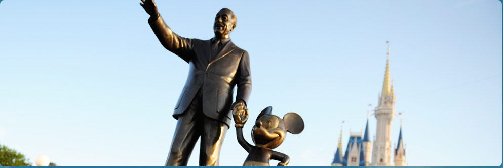 Walt Disney and Mickey Statue at Cinderella Castle
