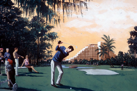Early renderings for what became Disney’s Polynesian Resort included a 12-story tower. Early renderings for what became Disney’s Polynesian Resort included a 12-story tower.