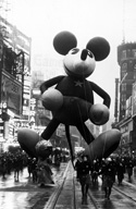Mickey Mouse Makes His Debut at the Macy's Thanksgiving Day Parade in New York City, 1934 (Courtesy of Getty Images)