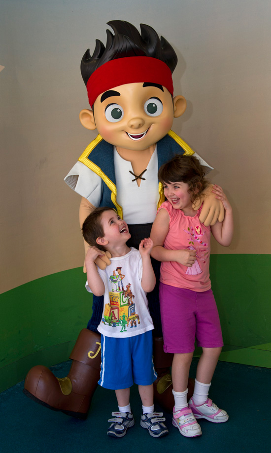 Sophie and Peyton Jovanovic from Winnipeg, Canada, Meet Jake of 'Jake and the Never Land Pirates' at Disney's Hollywood Studios Sophie and Peyton Jovanovic from Winnipeg, Canada, Meet Jake of 'Jake and the Never Land Pirates' at Disney's Hollywood Studios