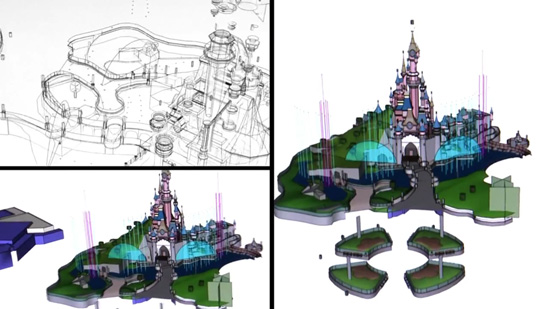 Plans for Water Streams at the Disneyland Paris Castle, Part of the New After-Dark Disney Dreams Show