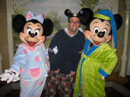 Minnie, Mickey and Nate get into the spirit by wearing pajamas.