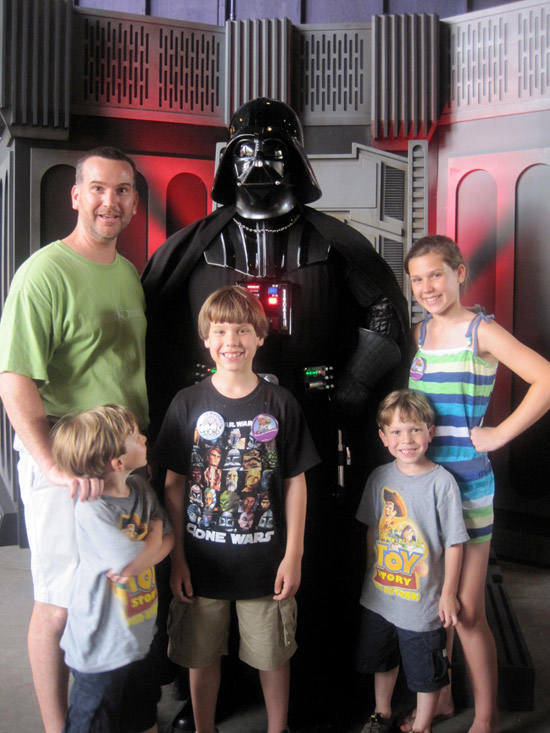 Walt Disney World Moms Panelist, Jodie Hilson’s Family at Star Wars Weekend Seen Here with Darth Vader Walt Disney World Moms Panelist, Jodie Hilson’s Family at Star Wars Weekend Seen Here with Darth Vader