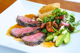 Angus Flank Steak Cobb salad with Mine Shaft Blue Cheese, Bacon, Avocado and Arugula with Cabernet Essence at Carthay Circle Restaurant in Disney California Adventure Park