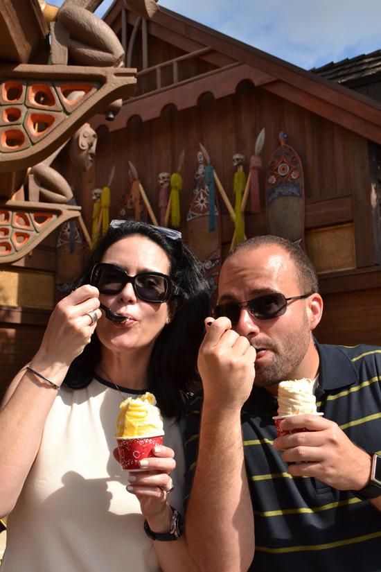Nate and Flossie Enjoying Citrus Swirls in Adventureland at Magic Kingdom Park “Nate