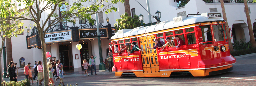 The Red Car Trolley on Buena Vista Street at Disney California Adventure Park