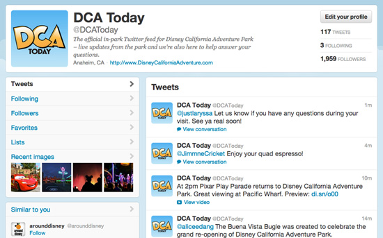 New Disney California Adventure Park Twitter Account Will Allow Park Guests to Enjoy Their Visits Even More “New