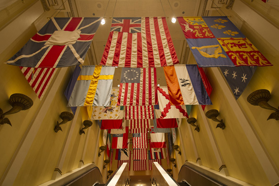 Flags Are Showcased at the American Adventure Pavilion at Epcot “Flags