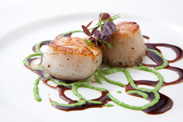 Scallops with Citrus Wasabi Soy Glaze and Scallion Cream from Steakhouse 55 at the Disneyland Hotel