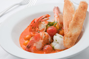 Sautéed Spicy Shrimp with Blistered Tomatoes and Roasted Red Pepper Sauce from Steakhouse 55 at the Disneyland Hotel
