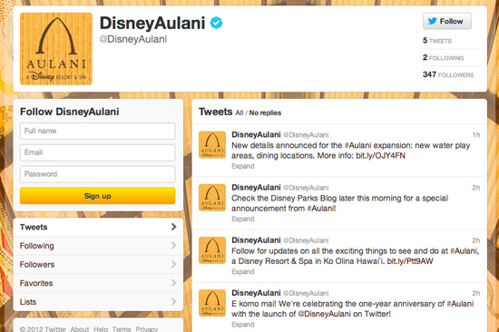 Aulani, a Disney Resort & Spa Twitter Page Aulani, a Disney Resort & Spa Twitter Page