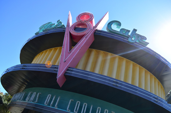 Flo's V8 Café in Cars Land at Disney California Adventure Park Flo's V8 Café in Cars Land at Disney California Adventure Park