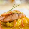 Pan-seared Salmon with Leek Fondue and Saffron Potatoes, Part of the Menu at Be Our Guest Restaurant in New Fantasyland at Magic Kingdom Park