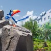 The Lion King courtyard, which offers 320 family suites, allows guests to embark on a journey through Africa with Simba and friends. Here guests can visit Pride Rock, watch Timon and Pumbaa dance “hakuna matata” style across a log bridge, and more.