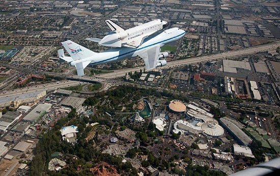 NASA Photo Shows Space Shuttle Endeavour Soaring Over the Disneyland Resort NASA Photo Shows Space Shuttle Endeavour Soaring Over the Disneyland Resort