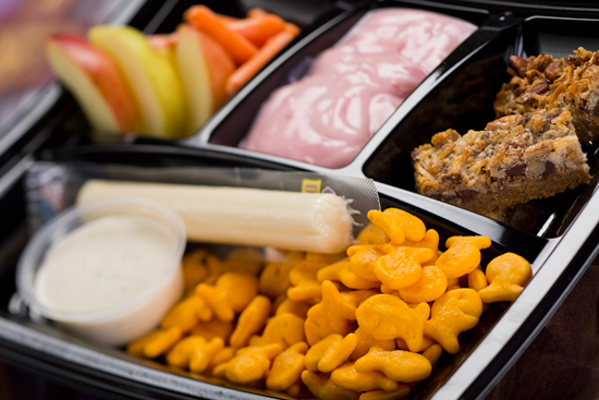 Strawberry Yogurt, Apple Wedges, Carrot Sticks, Goldfish Crackers and Organic Apple Cinnamon and Oatmeal Bar Available with Fantasmic! Seats at Disney's Hollywood Studios