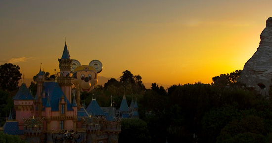 'The Happiest Balloon on Earth' Peeking Over the Disneyland Resort at Sunrise 'The Happiest Balloon on Earth' Peeking Over the Disneyland Resort at Sunrise