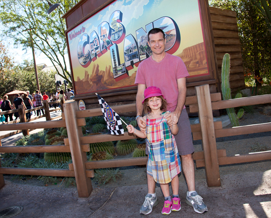 Jason Bateman and Daughter Francesca Visit Cars Land at Disney California Adventure Park