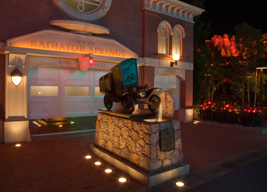 Statue of Stanley, Radiator Springs Founder at Cars Land at Disney California Adventure Park “Statue