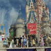 Fireworks and confetti fly at Cinderella Castle Dec. 6, 2012 during the Grand Opening of New Fantasyland at Walt Disney World Resort in Lake Buena Vista, Fla.  Actress Ginnifer Goodwin, Disney Parks and Resorts Chairman Tom Staggs, singer Jordin Sparks and Mickey Mouse joined dozens of Disney characters on Cinderella Castle stage to celebrate the opening. New Fantasyland is a new area in the Magic Kingdom and is the largest expansion in the 41-year history of the theme park.